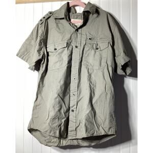 PD C Shirt Men Olive Green Button Up Regular Fit Casual Comfort  Short small